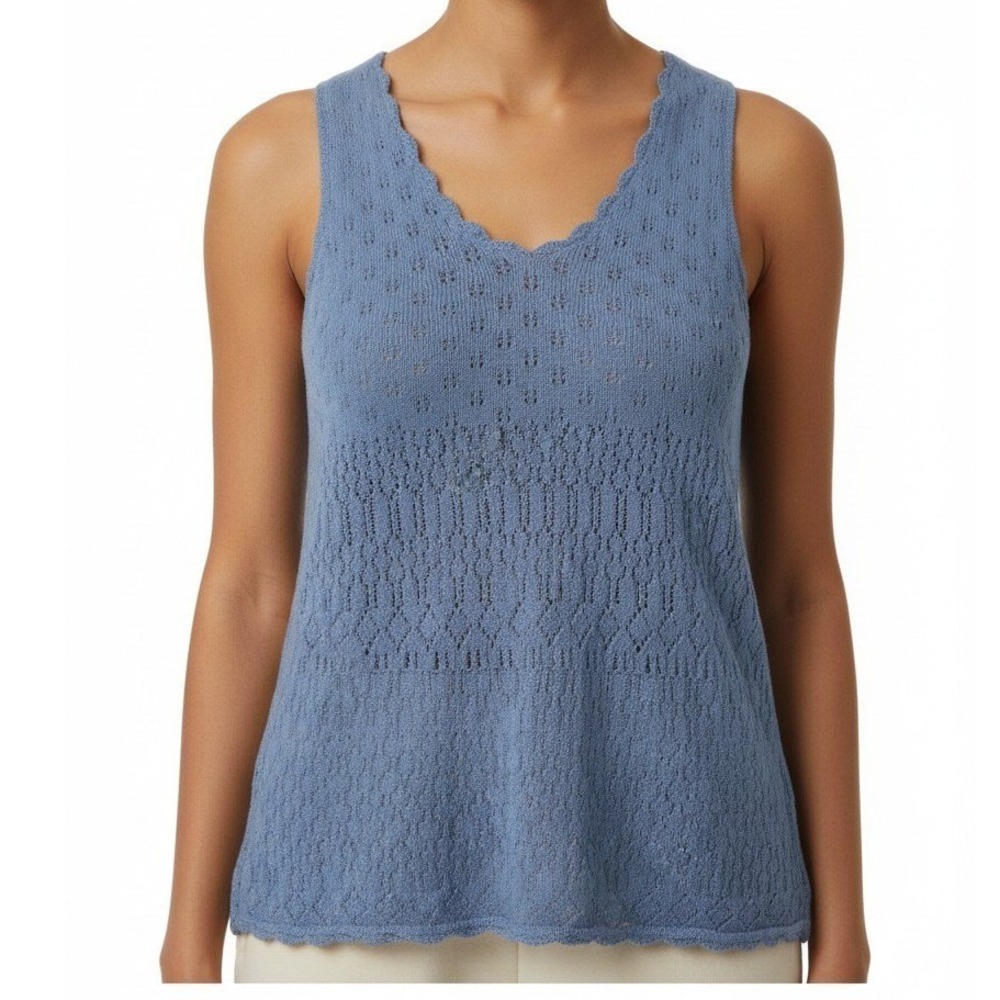 Pointelle‎ Knit Tank Top 100% Cotton Casual Medium Axcess Women